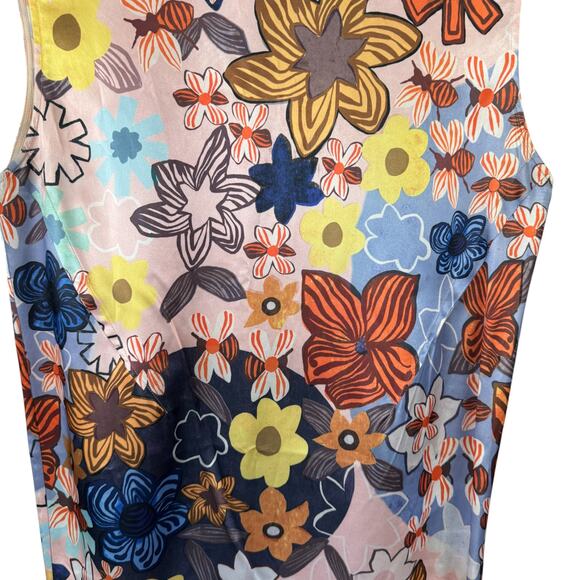 Acne‎ Studios Delina Retro Floral Print Satin Shift Dress Multicolor EU 34 - Picture 7 of 11